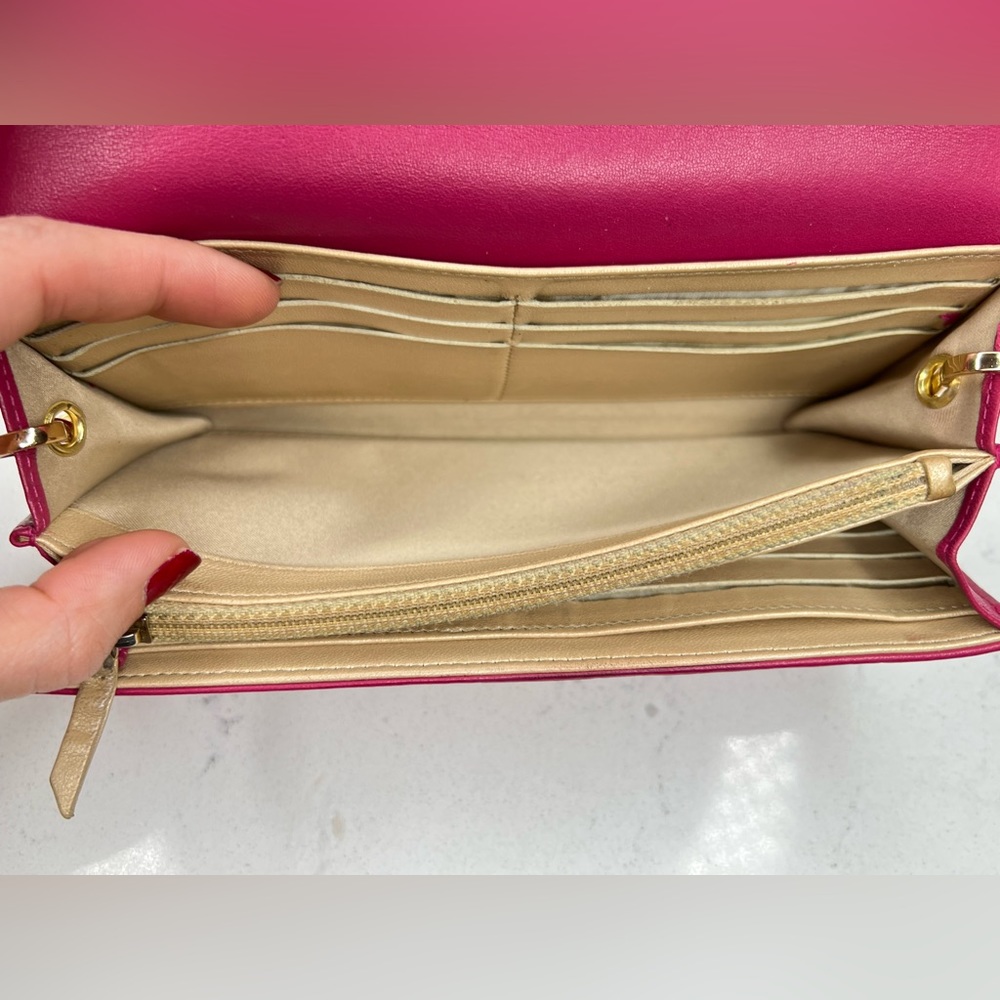 💯 AUTHENTIC CHANEL Camellia half flap lambskin pink wallet on chain - Picture 4 of 15